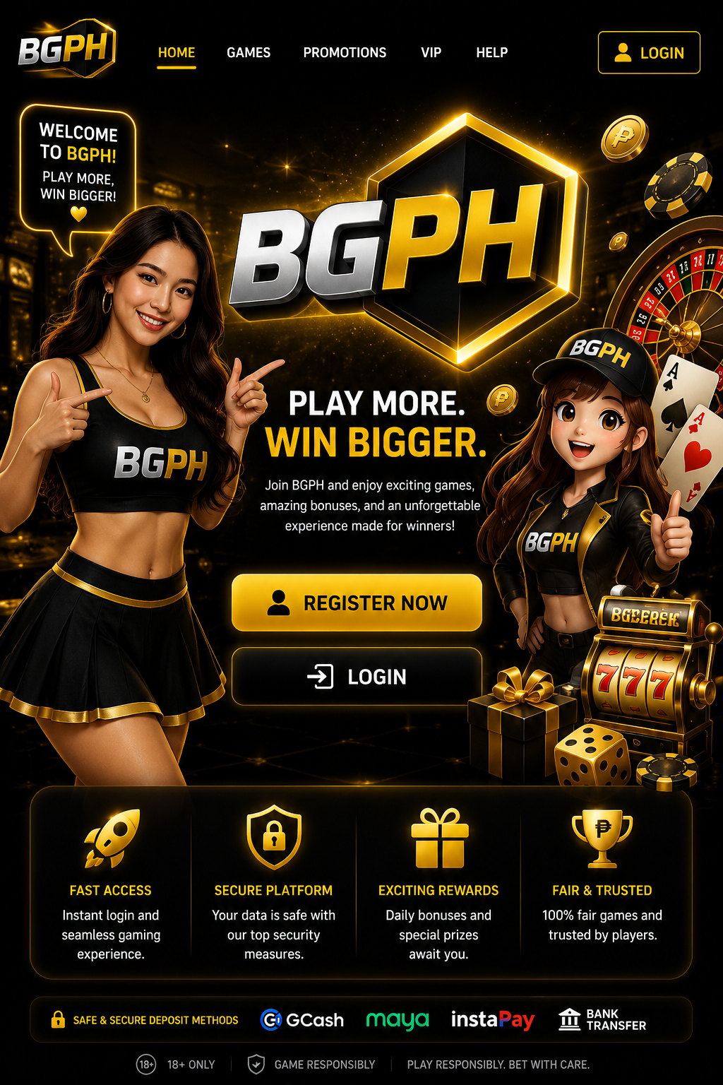BGPH landing page with welcoming host and updated mascot